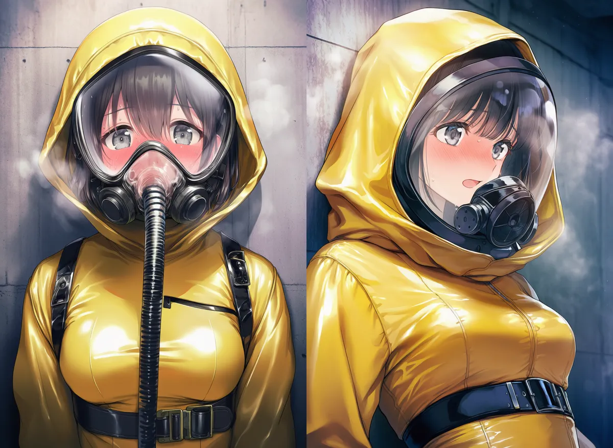 密閉感・息苦しさを強調した防護服プロンプト|AIイラスト