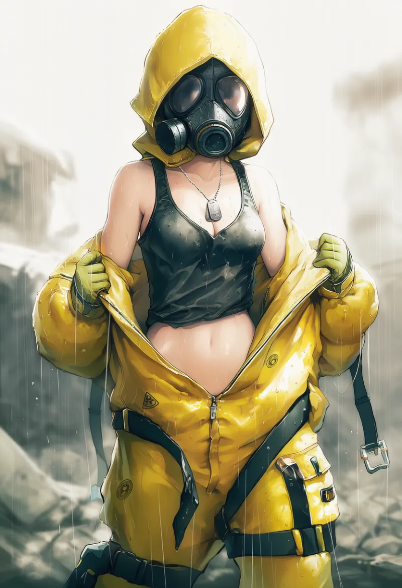 防護服を脱ぐシーンのプロンプト(開放感)|AIイラスト