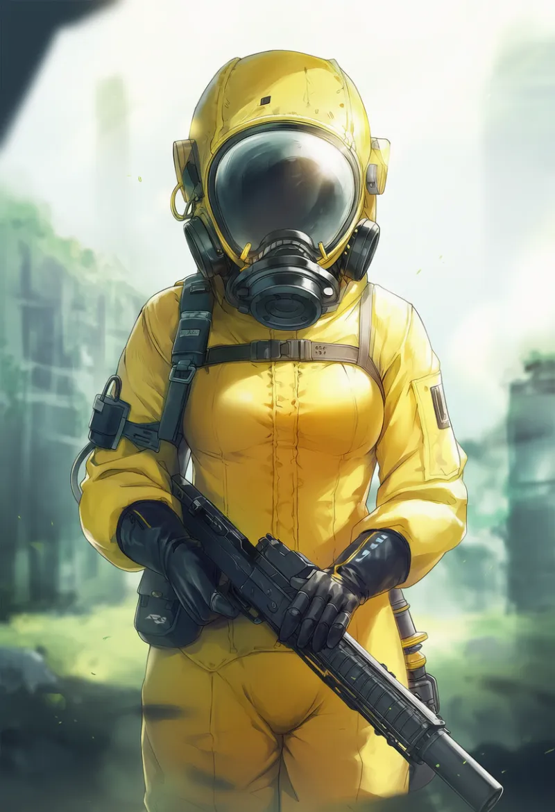 防護服のヘルメット|プロンプト紹介・AIイラスト