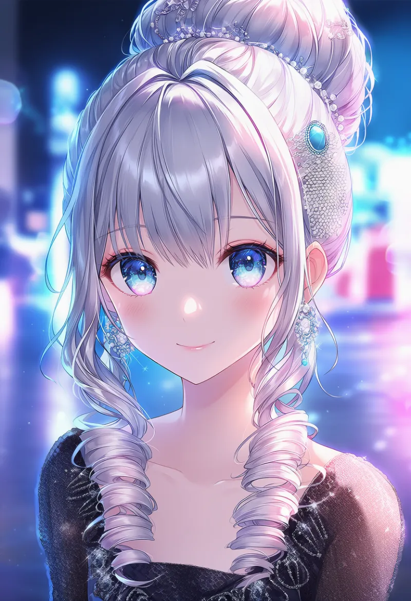 盛れるアップお団子｜キャバ嬢の髪型プロンプト