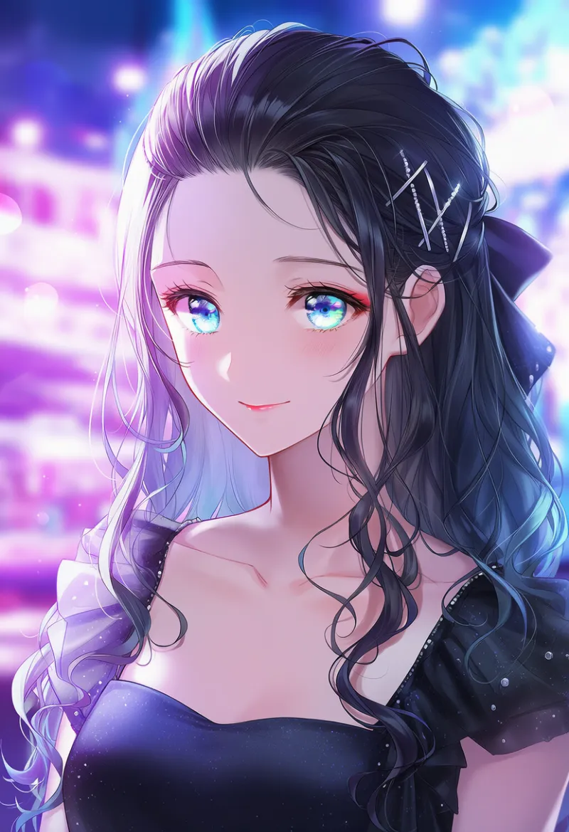 ハーフアップカール｜キャバ嬢の髪型プロンプト