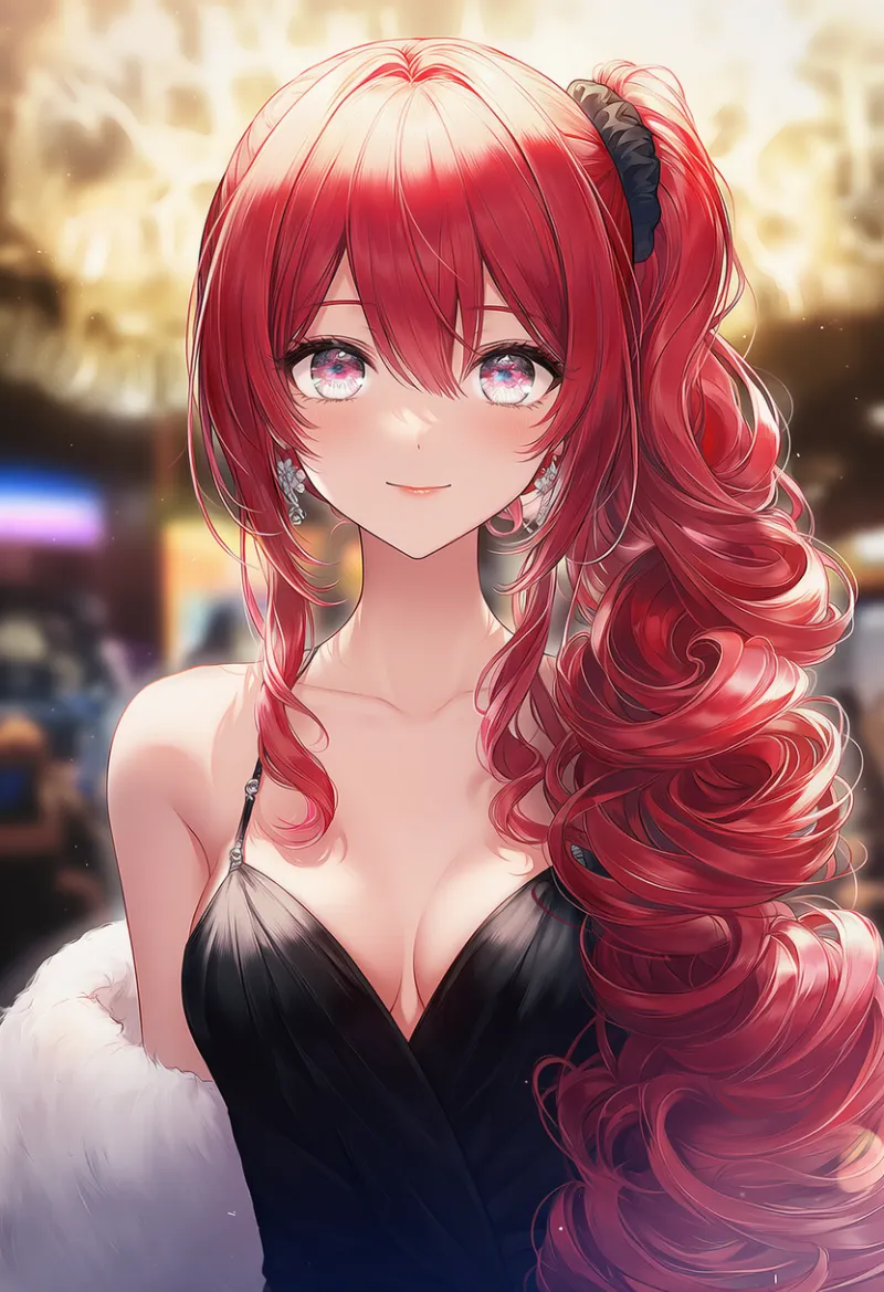 サイドポニー巻き｜キャバ嬢の髪型プロンプト