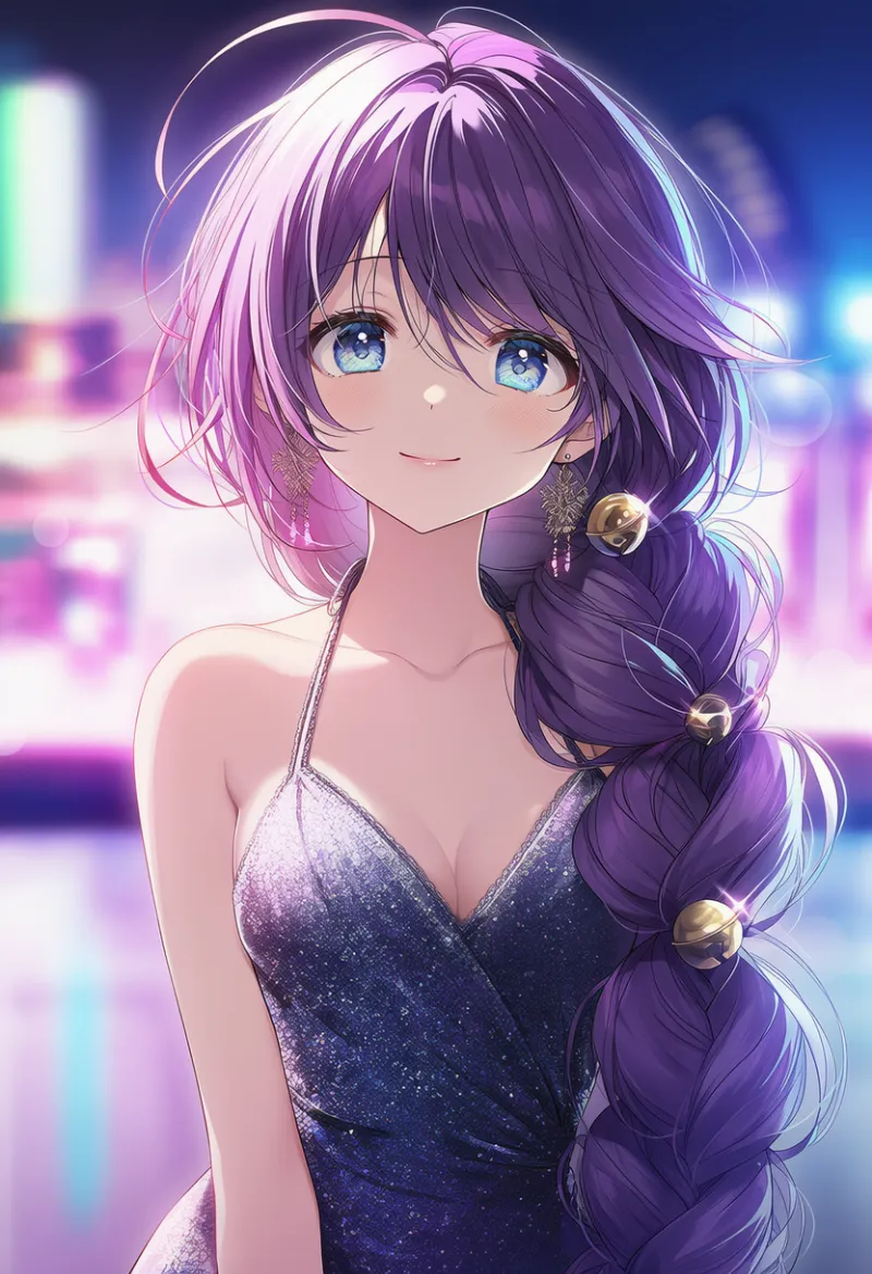 三つ編みポニーテール｜キャバ嬢の髪型プロンプト