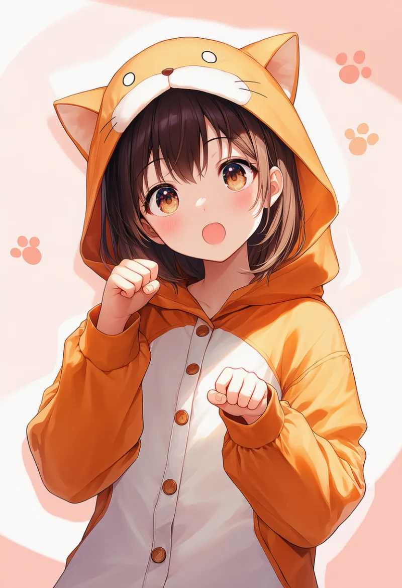フード付きジャケットのプロンプト｜動物コスプレAIイラスト