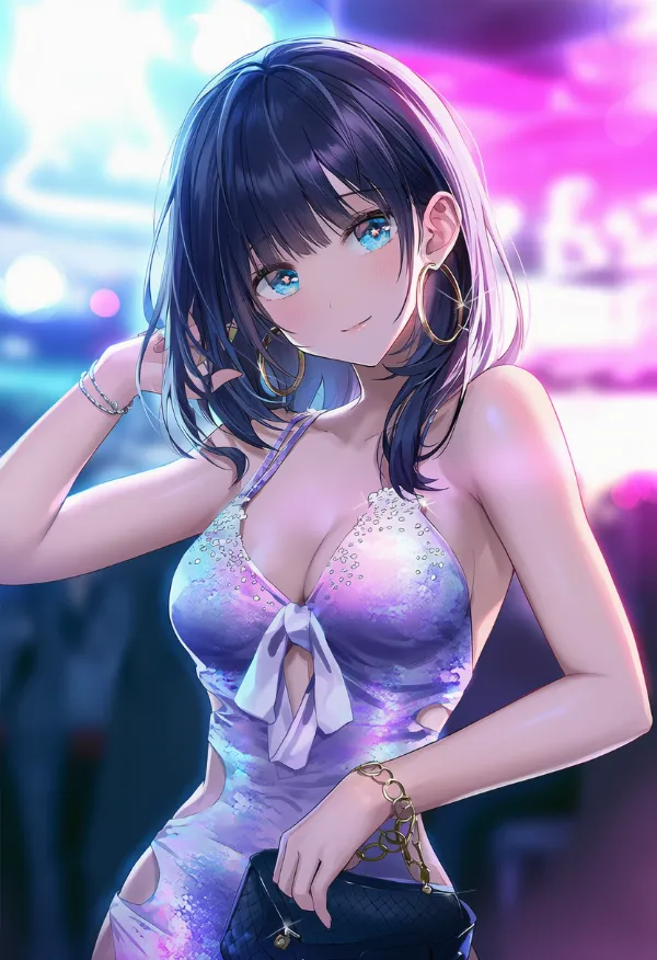 フープイヤリングのプロンプトとAIイラスト