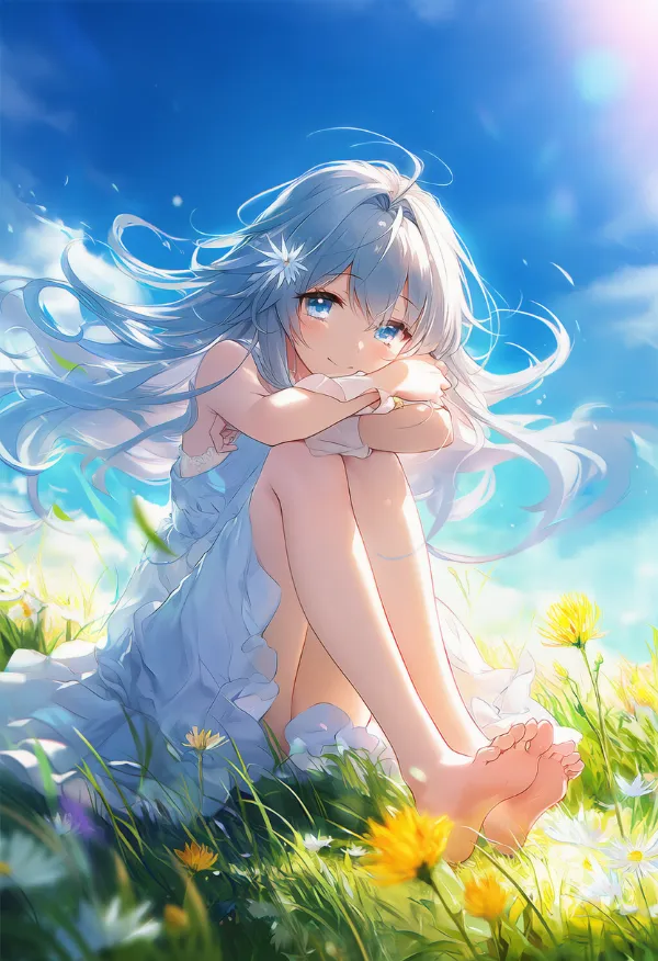 両膝を抱える｜プロンプト紹介