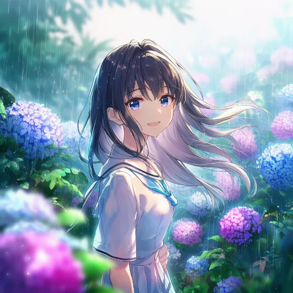 アジサイのプロンプト紹介｜多年草の花・AIイラスト