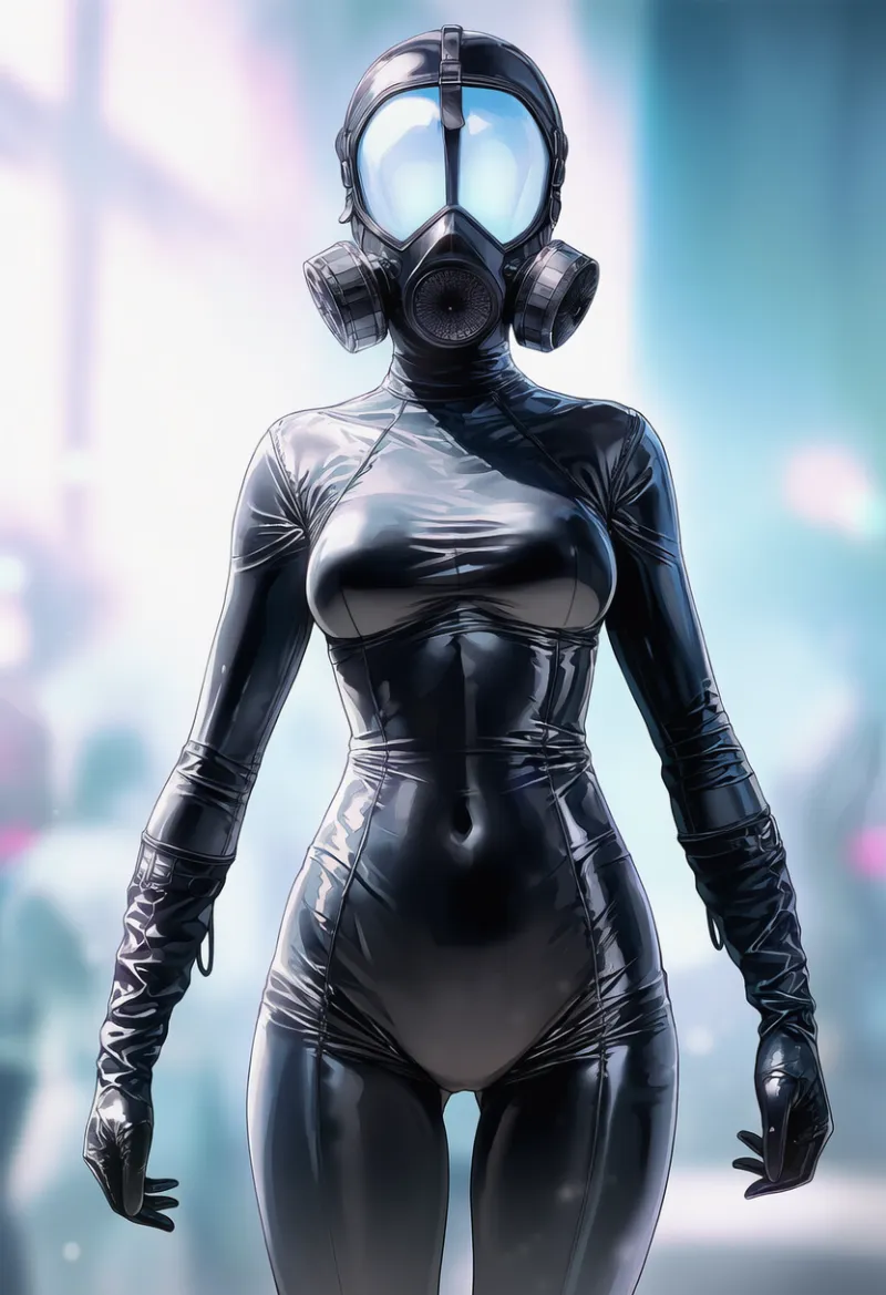 黒タイトサイバーパンク|防護服のAIイラストとプロンプト