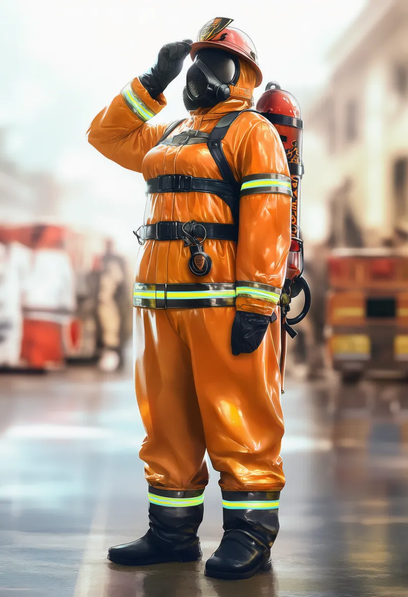 消防・緊急隊員型|防護服のAIイラストとプロンプト
