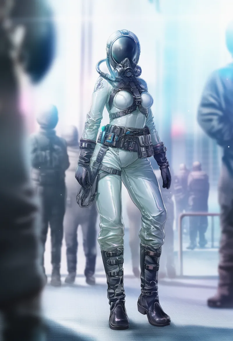 ラバー作業員工業系|防護服のAIイラストとプロンプト