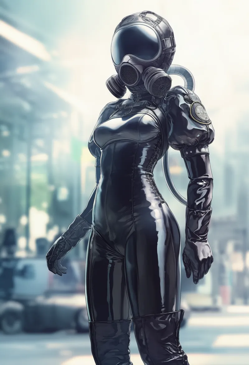 ブラック圧力スーツ|防護服のAIイラストとプロンプト