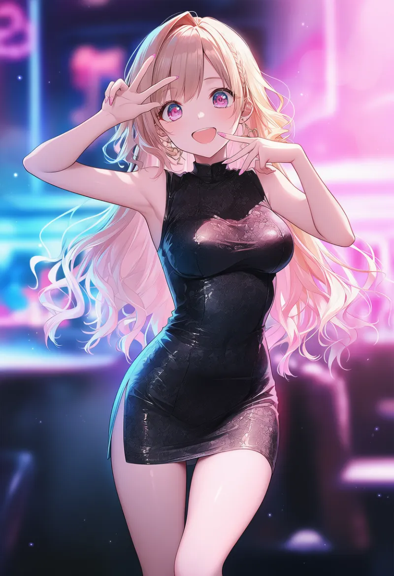 乳袋が強調されるドレスのプロンプトとAIイラスト作例