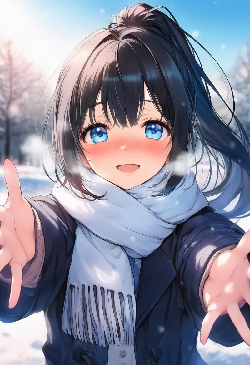 viewerに向かって抱きつこうとする:incoming hug|AIイラスト用プロンプト