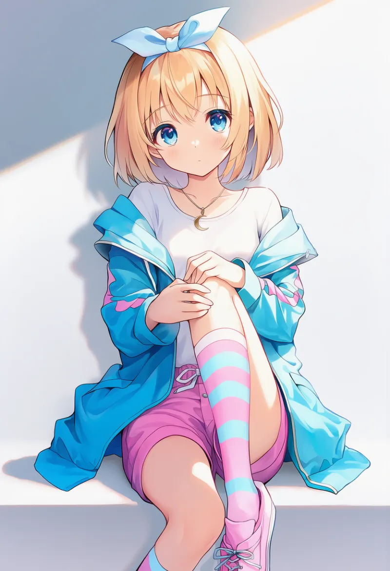 膝を持ち上げる（座り）｜プロンプト紹介