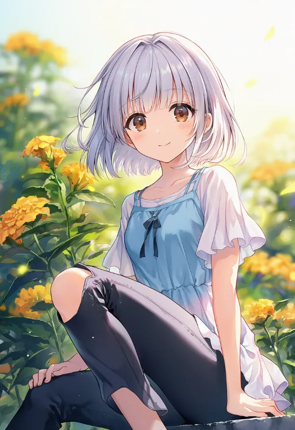 膝をカットアウトしたパンツのプロンプトとAIイラスト