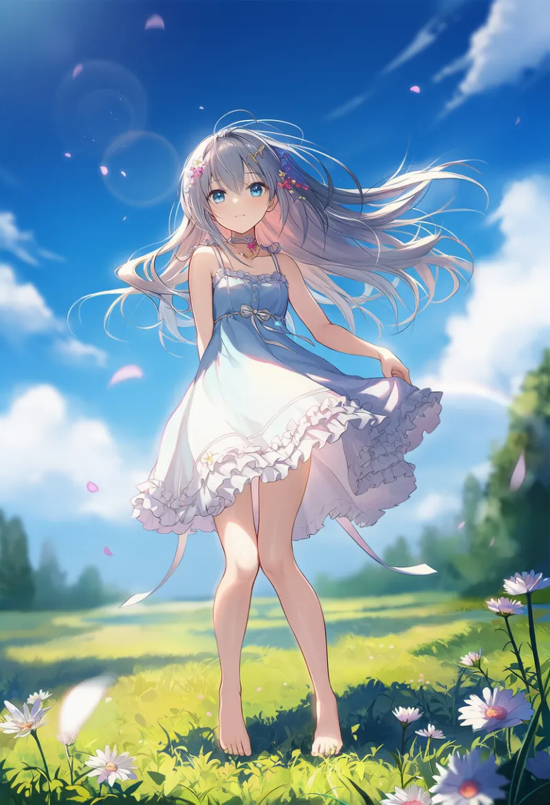 膝を揃えて足を開いて立つ｜プロンプト紹介