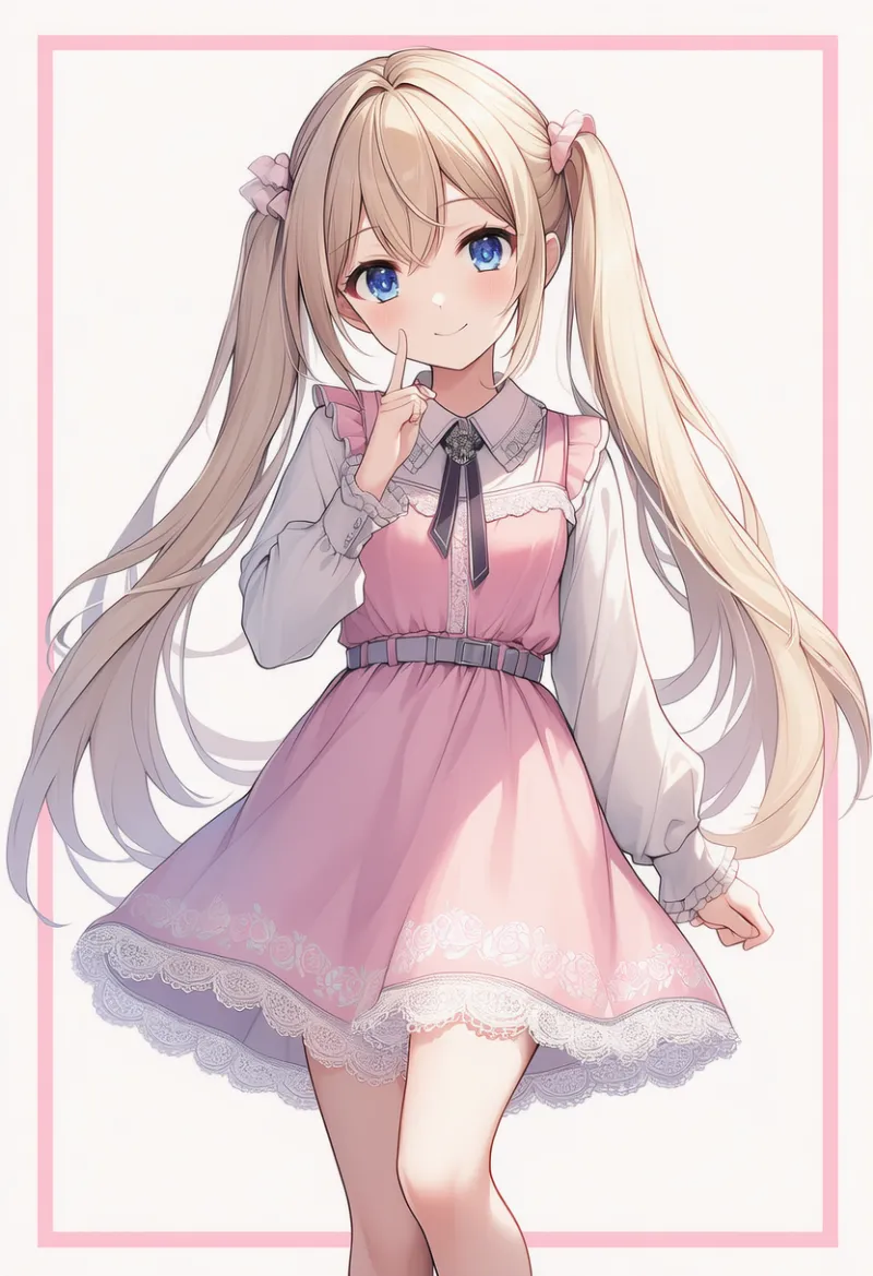 レースの縁取りのある服｜ゆめかわいいコーデのプロンプト（AIイラスト）