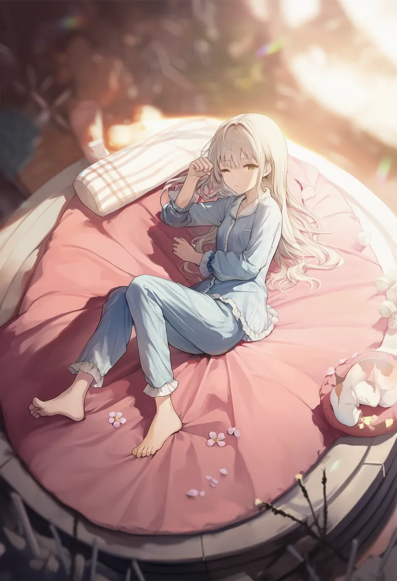 円形ベッドを再現したAIイラストとプロンプト