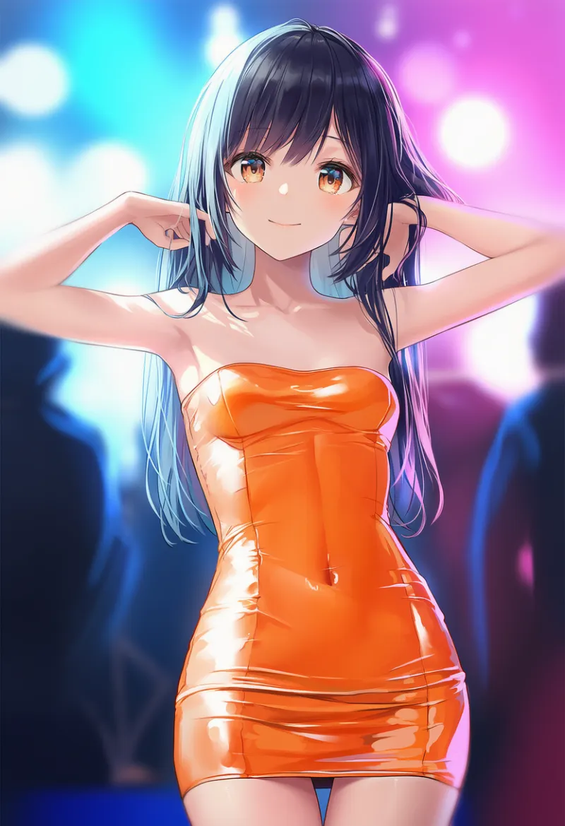 ラテックス素材のドレスのプロンプトとAIイラスト作例