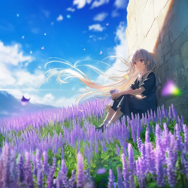 ラベンダーのプロンプト紹介｜多年草の花・AIイラスト