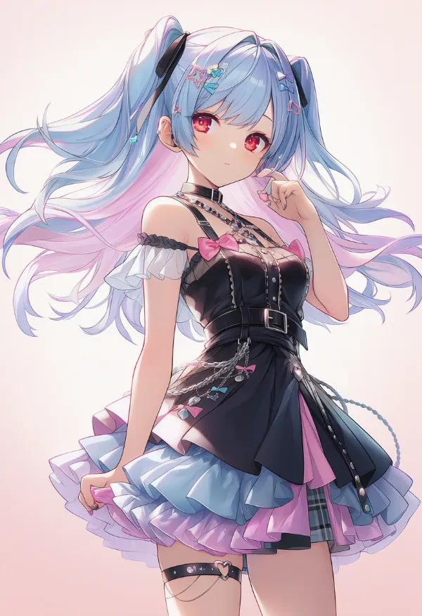 レイヤードドレス|デコラファッション用のプロンプトとAIイラスト