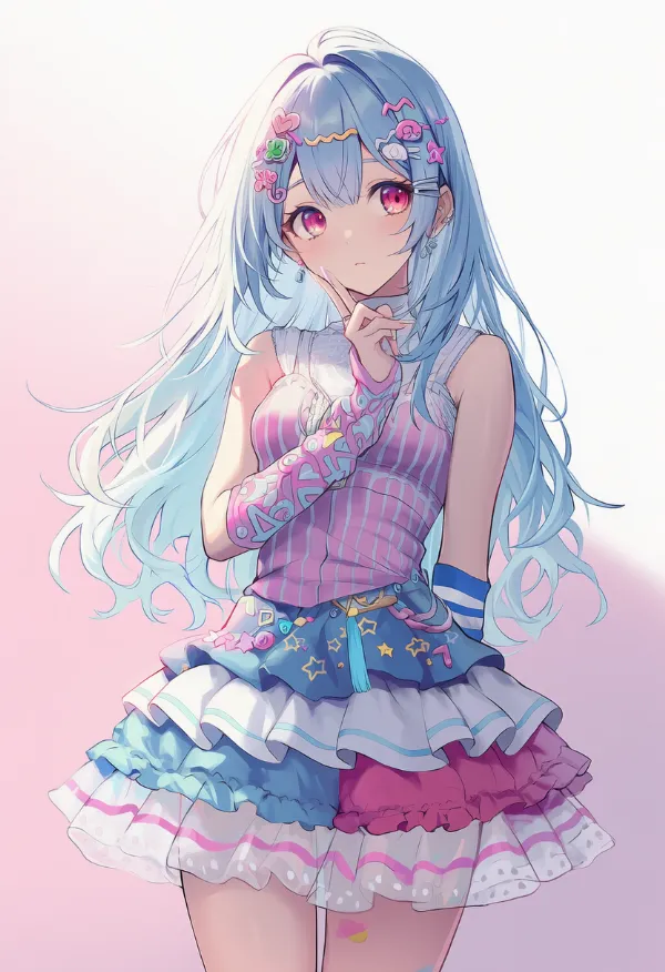 レイヤードスカート|デコラファッション用のプロンプトとAIイラスト