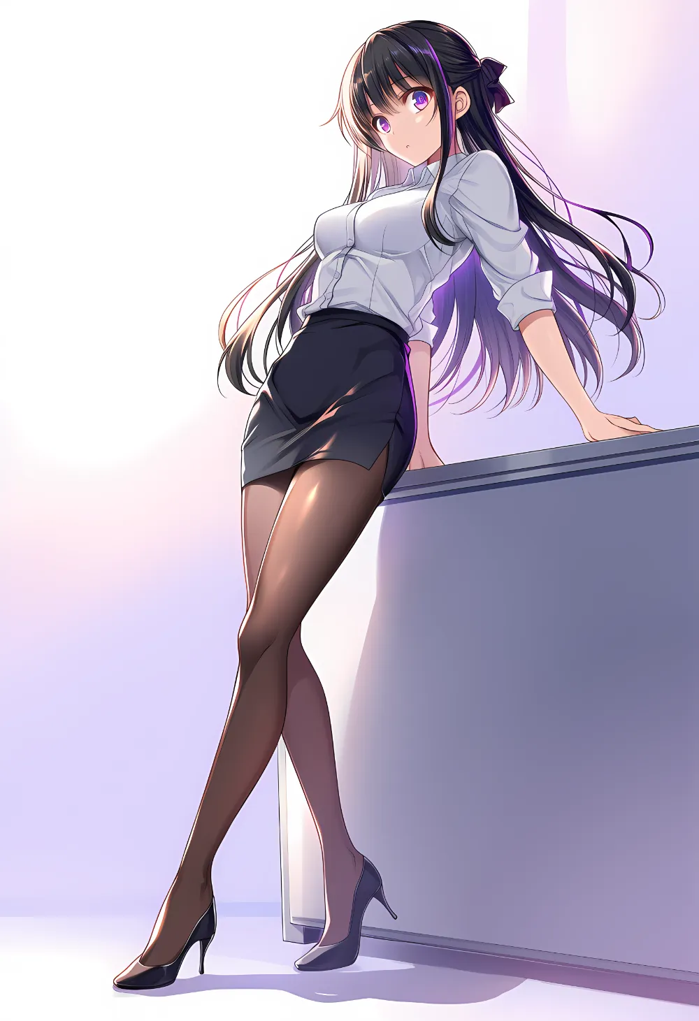 後ろに寄りかかって立つポーズのプロンプト｜AIイラスト