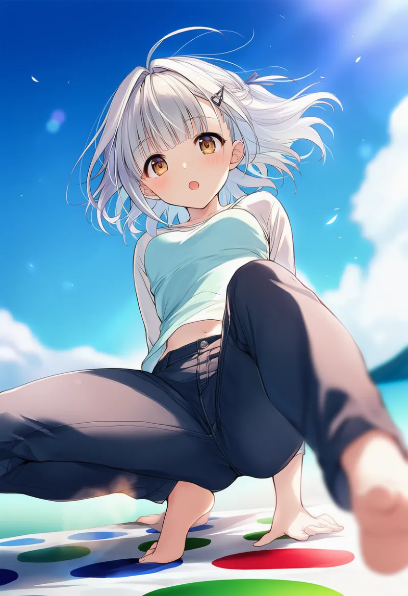 後ろにのけぞる姿勢|ツイスター系ポーズのプロンプト