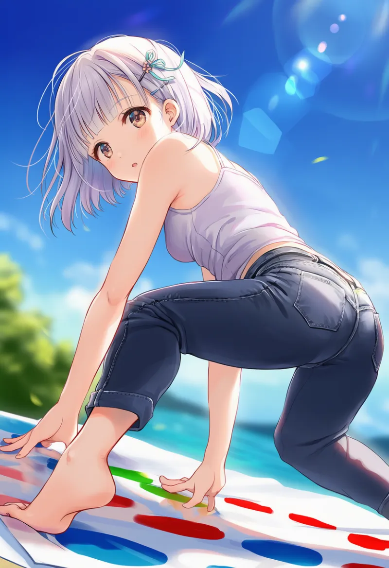 前のめりになる姿勢|ツイスター系ポーズのプロンプト