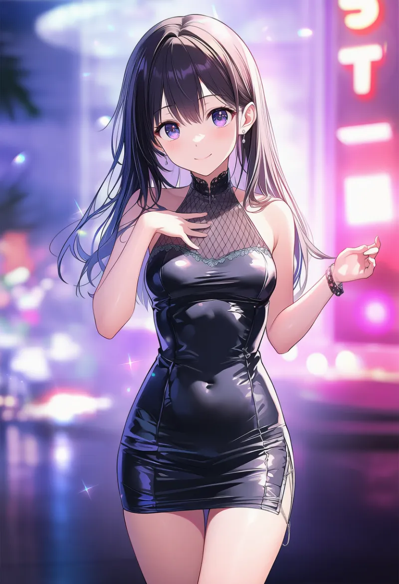 レザー素材のドレスのプロンプトとAIイラスト作例