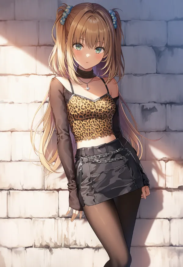 レオパードプリントのAIイラストとプロンプト紹介｜y2kファッションの組み合わせ