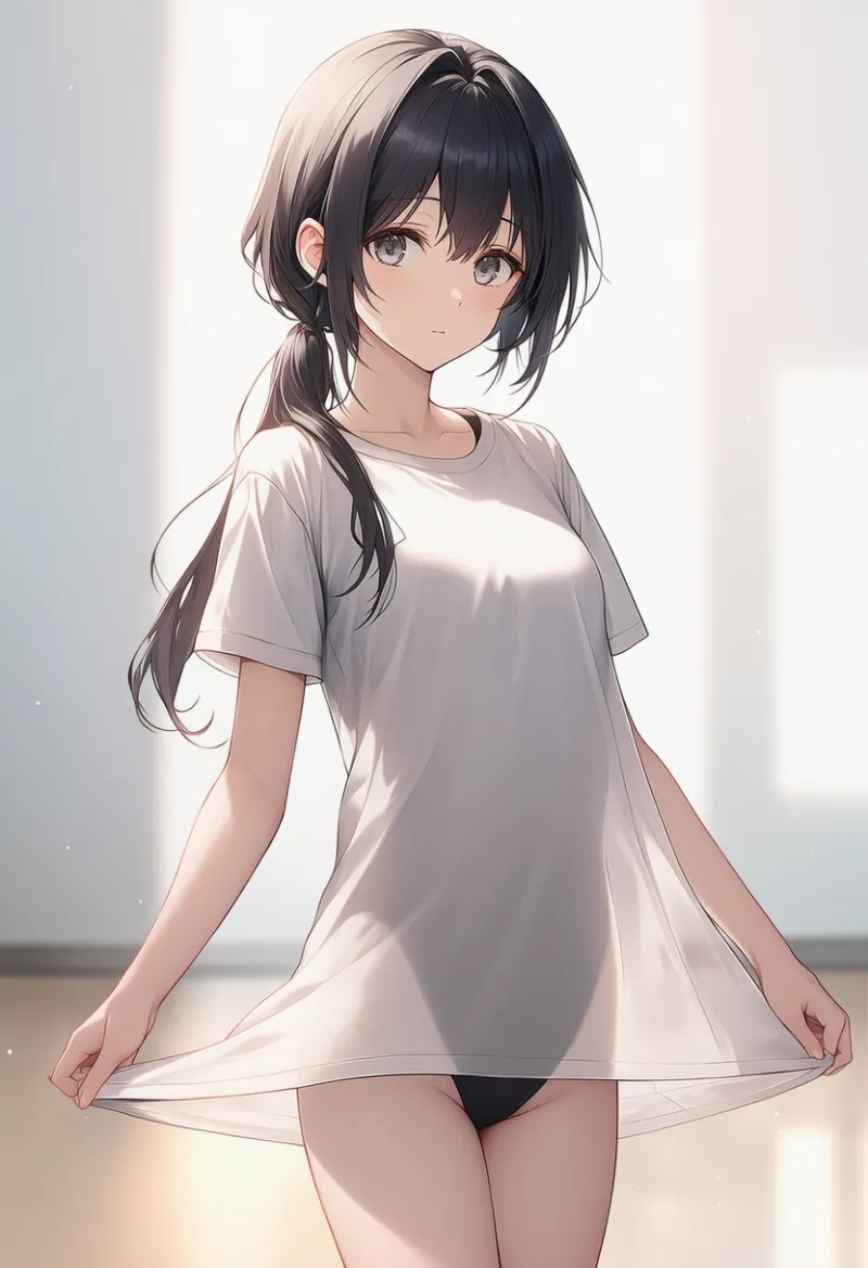 レオタードがチラ見えする状態のAIイラスト｜プロンプト紹介