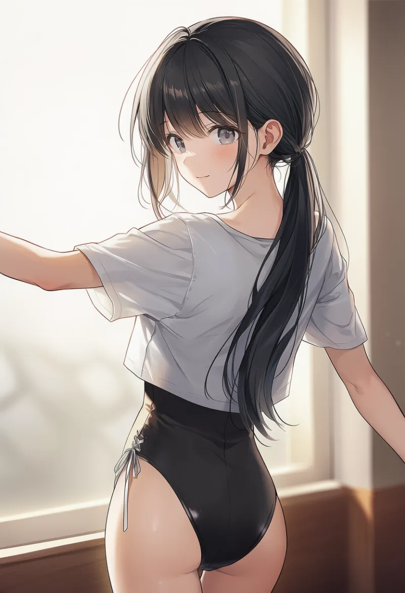 シャツの下にレオタードのAIイラスト｜プロンプト紹介