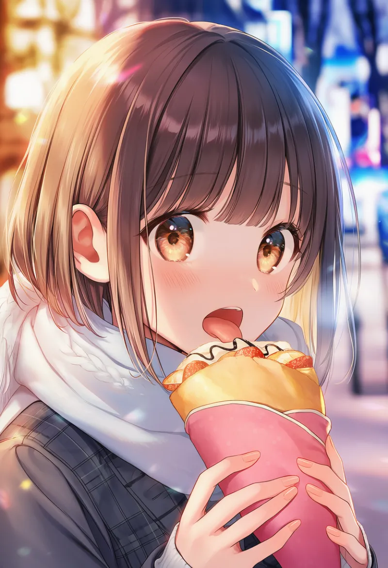 食べ物を舐めるシーンのAIイラスト|プロンプト紹介