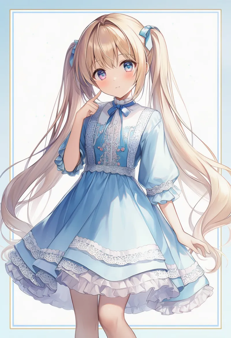 薄い青色の服｜ゆめかわいいコーデのプロンプト（AIイラスト）