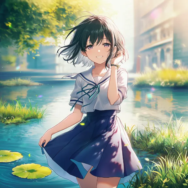 ハスの葉のプロンプト紹介｜植物のAIイラスト