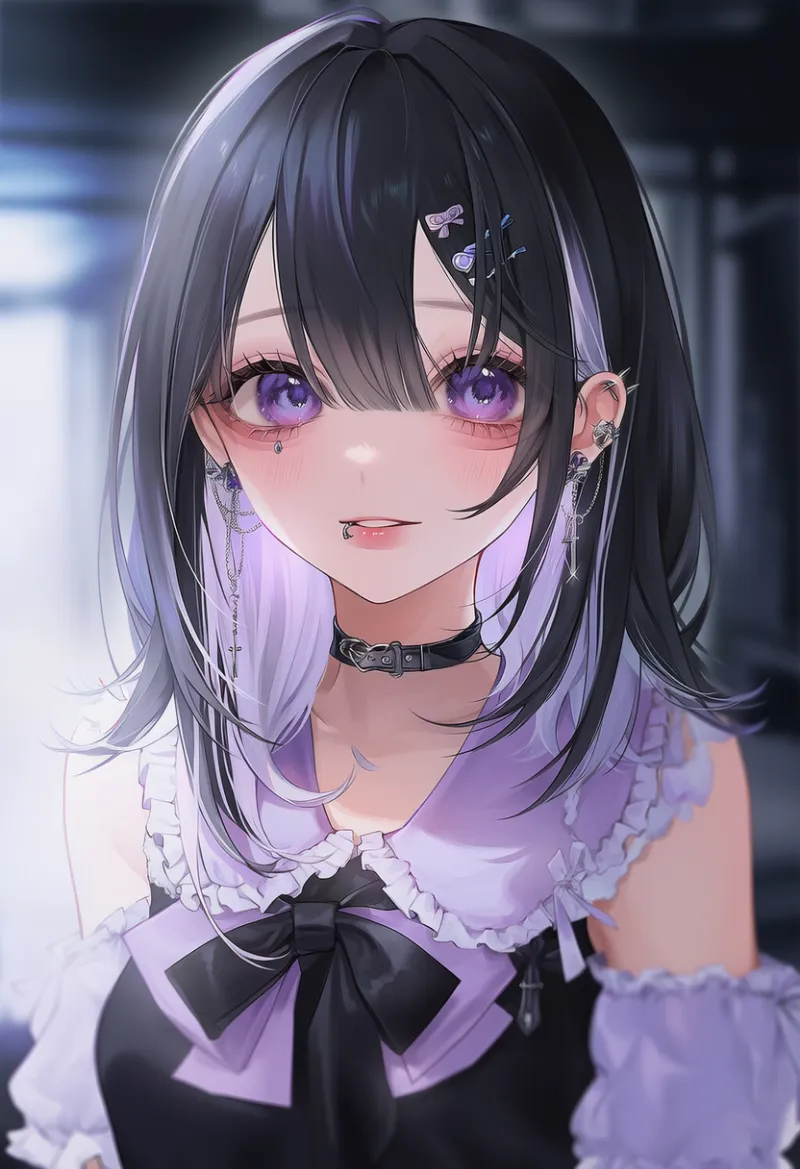 唇ピアスのAIイラスト|病みかわいいファッションアイテムのプロンプト紹介