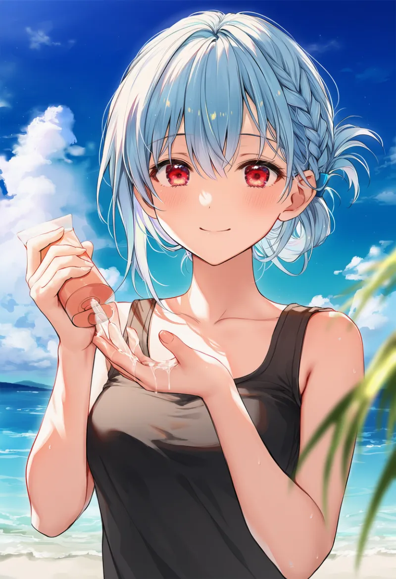 ローションが手に付いている状態のAIイラスト｜プロンプト紹介