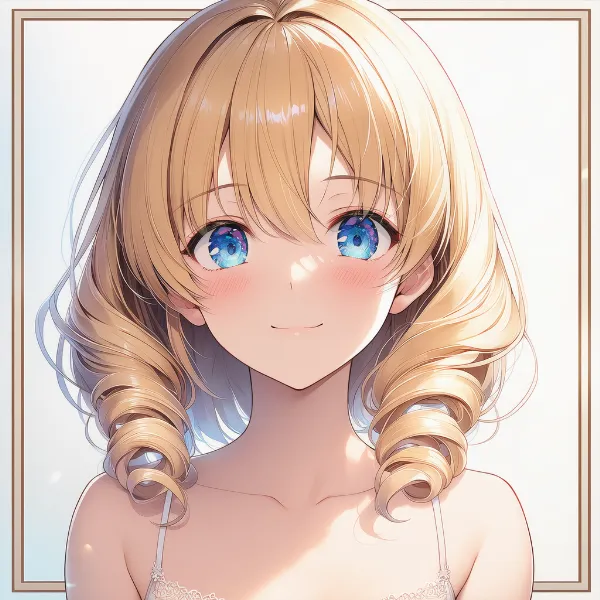 低い位置のドリルヘア|髪型プロンプト