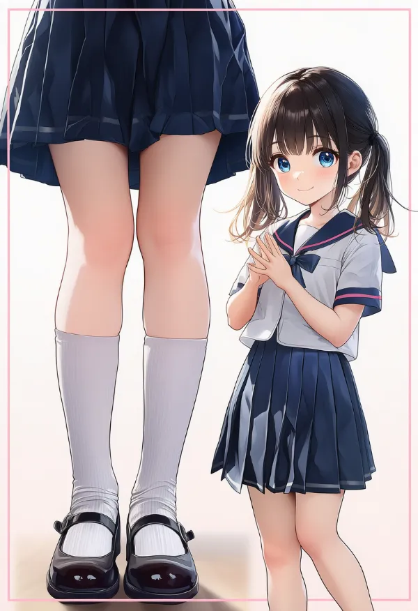 制服にメリージェーンを合わせてアレンジした服のAIイラスト作例