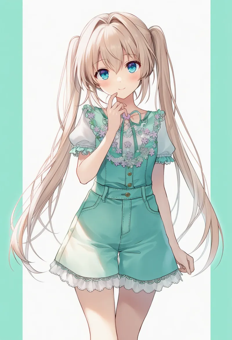 ミントグリーンの服｜ゆめかわいいコーデのプロンプト（AIイラスト）