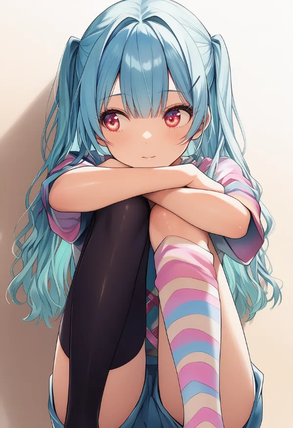 左右で違うレッグウェアー|デコラファッション用のプロンプトとAIイラスト