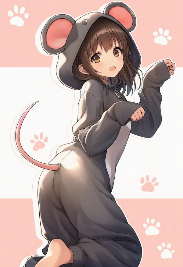 ネズミの動物コスプレのプロンプト｜AIイラスト