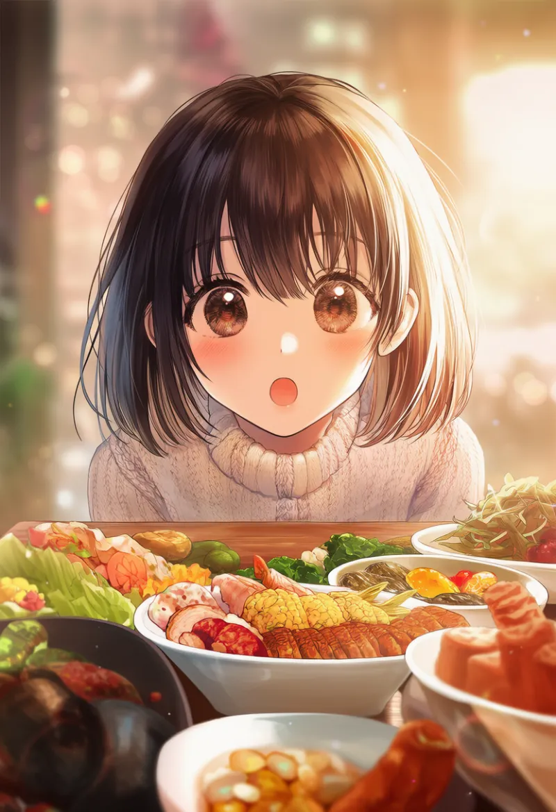 豪快・大食い配信風のAIイラスト|プロンプト紹介