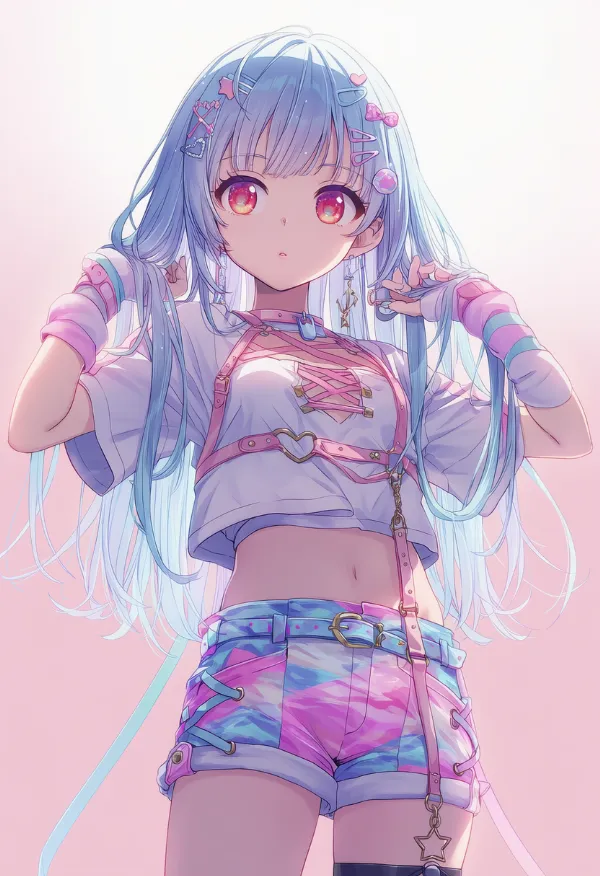 カラフルなショーパン|デコラファッション用のプロンプトとAIイラスト