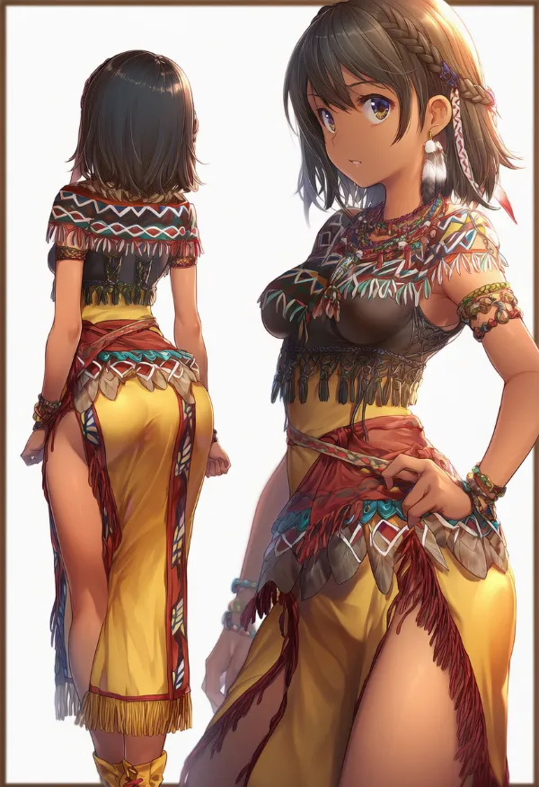 ネイティブアメリカンの民族衣装のプロンプト｜AIイラスト作例