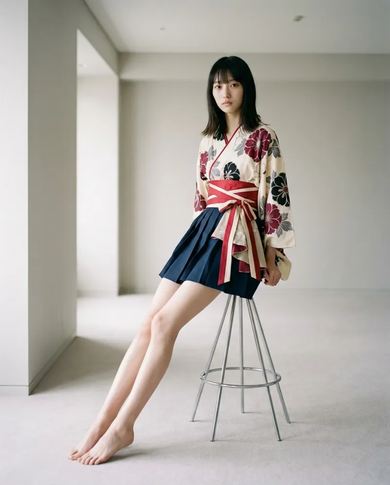 モダン浴衣風ミニ着物|Nano Banana用コスプレプロンプト