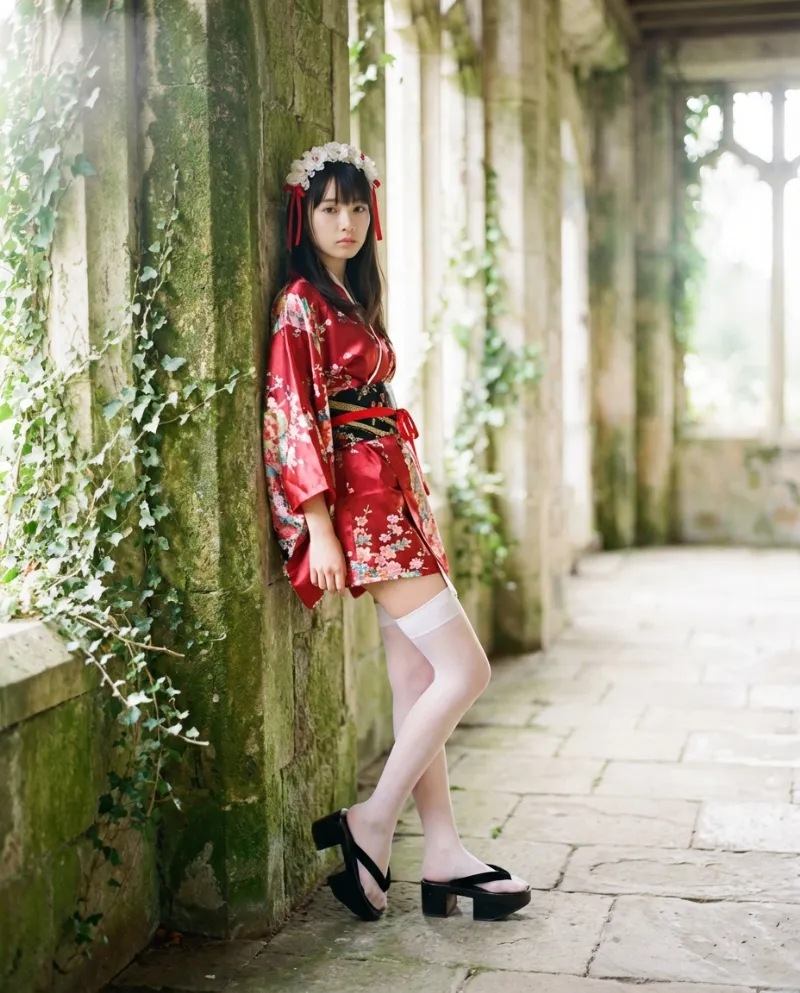 桜柄着物サテンミニドレス|Nano Banana用コスプレプロンプト