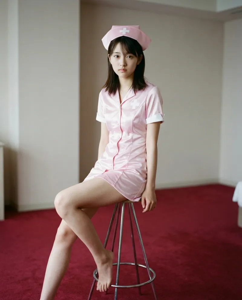 ピンクサテンナースミニ|Nano Banana用コスプレプロンプト