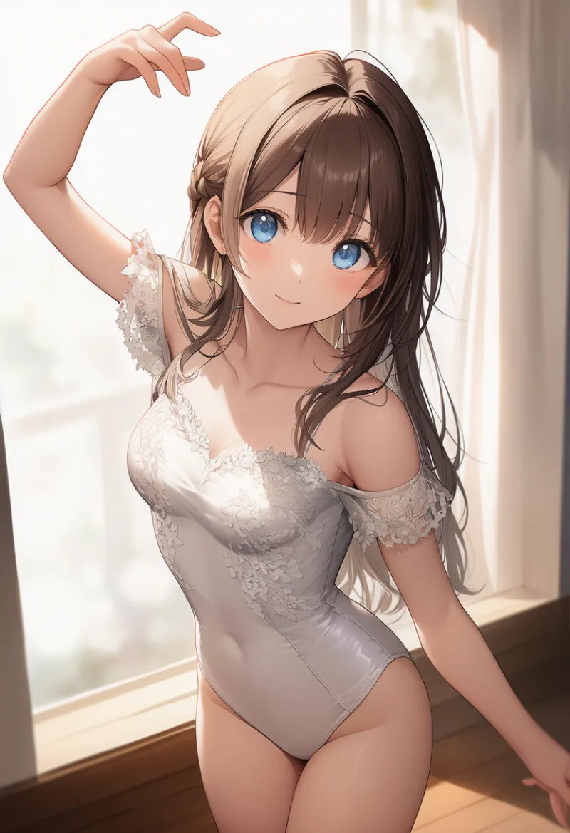 オフショルダー・レオタードのAIイラスト｜プロンプト紹介